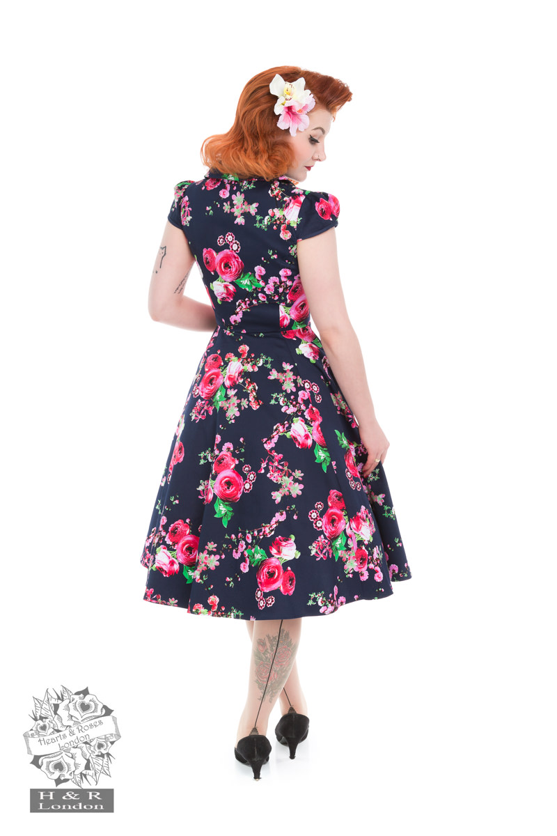 Midnight Garden Floral Tea Dress